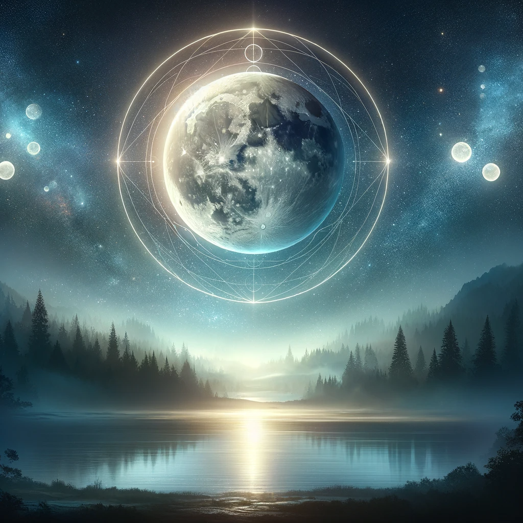 A moon in a a spiritual circle.