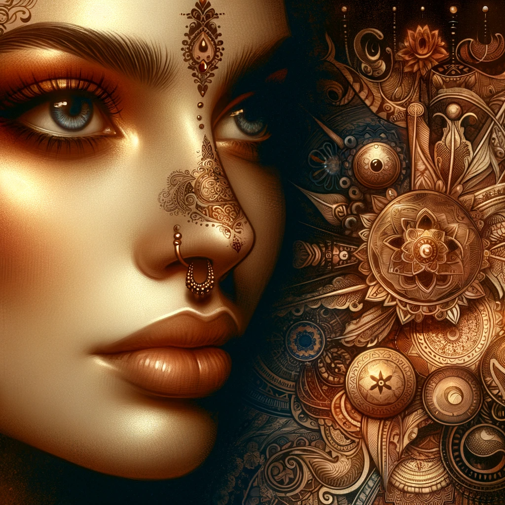 A pretty woman with a nose piercing.