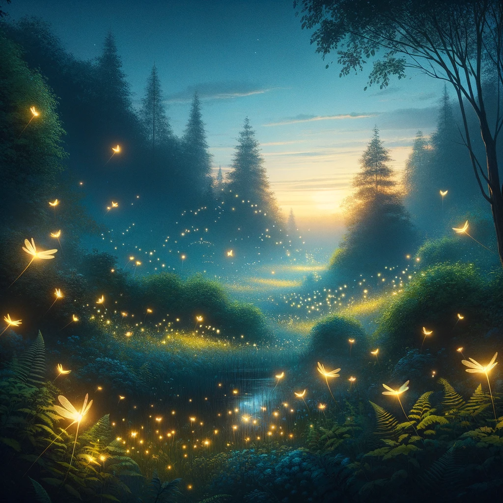 Fireflies in a magical world.