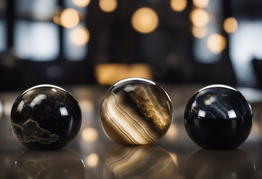 Onyx and obsidian marbles