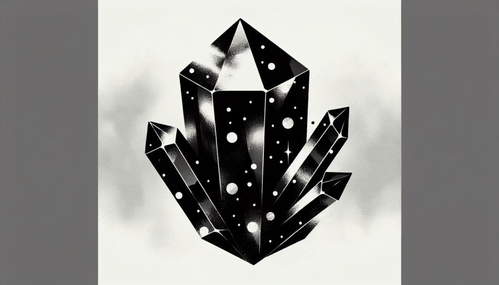 black crystal with white spots