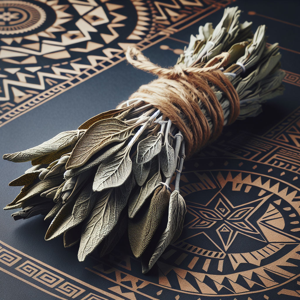 Aromatic bundle of dried sage leaves