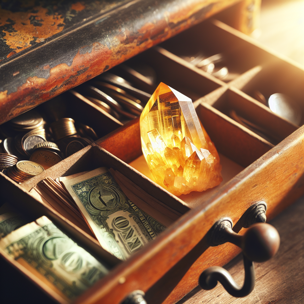 Close-up of a vibrant yellow Citrine crystal