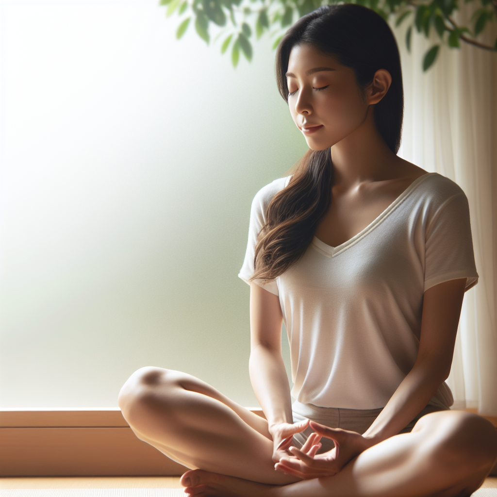 Person practicing mindful breathing