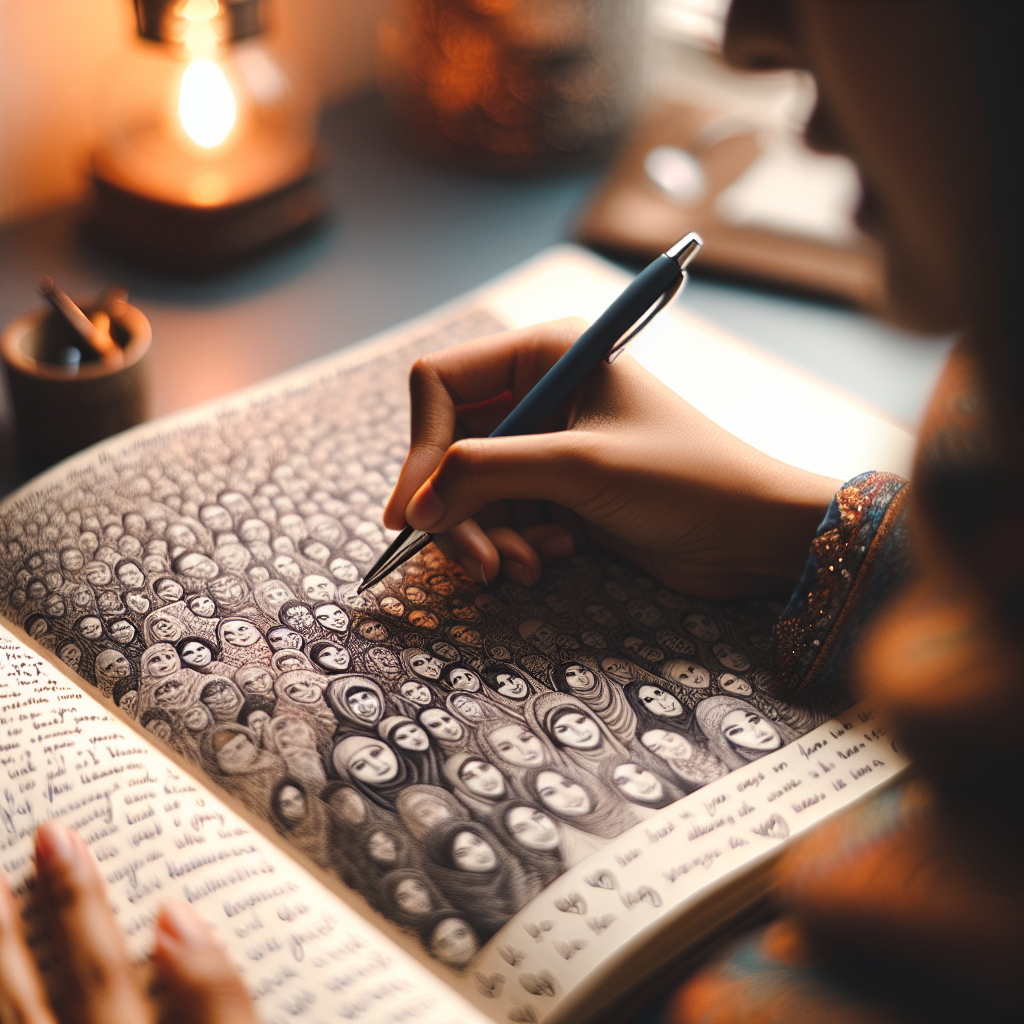 Close-up shot of a hand writing in a gratitude journal