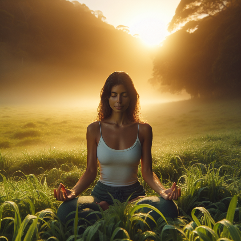 Person Meditating at Sunrise
