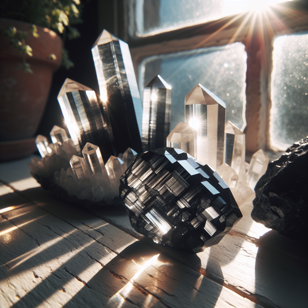 Black Tourmaline and Clear Quartz Crystals
