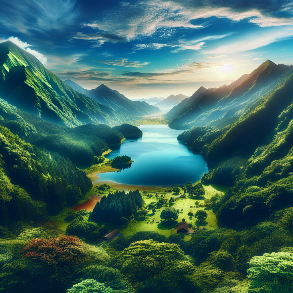 A serene lake surrounded by nature