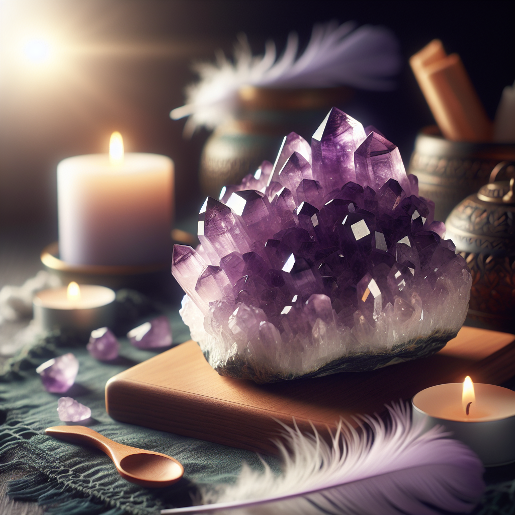 A close-up of a radiant amethyst cluster