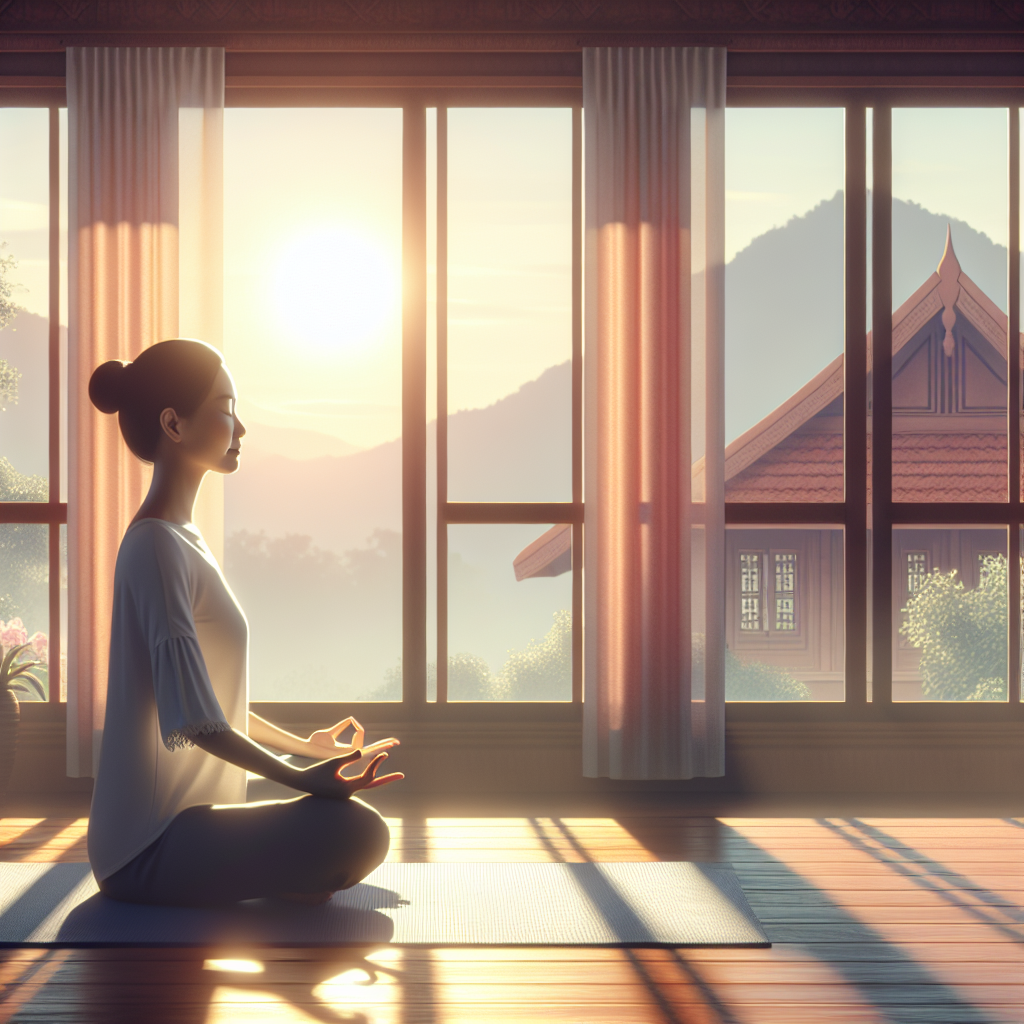 Person meditating in morning light