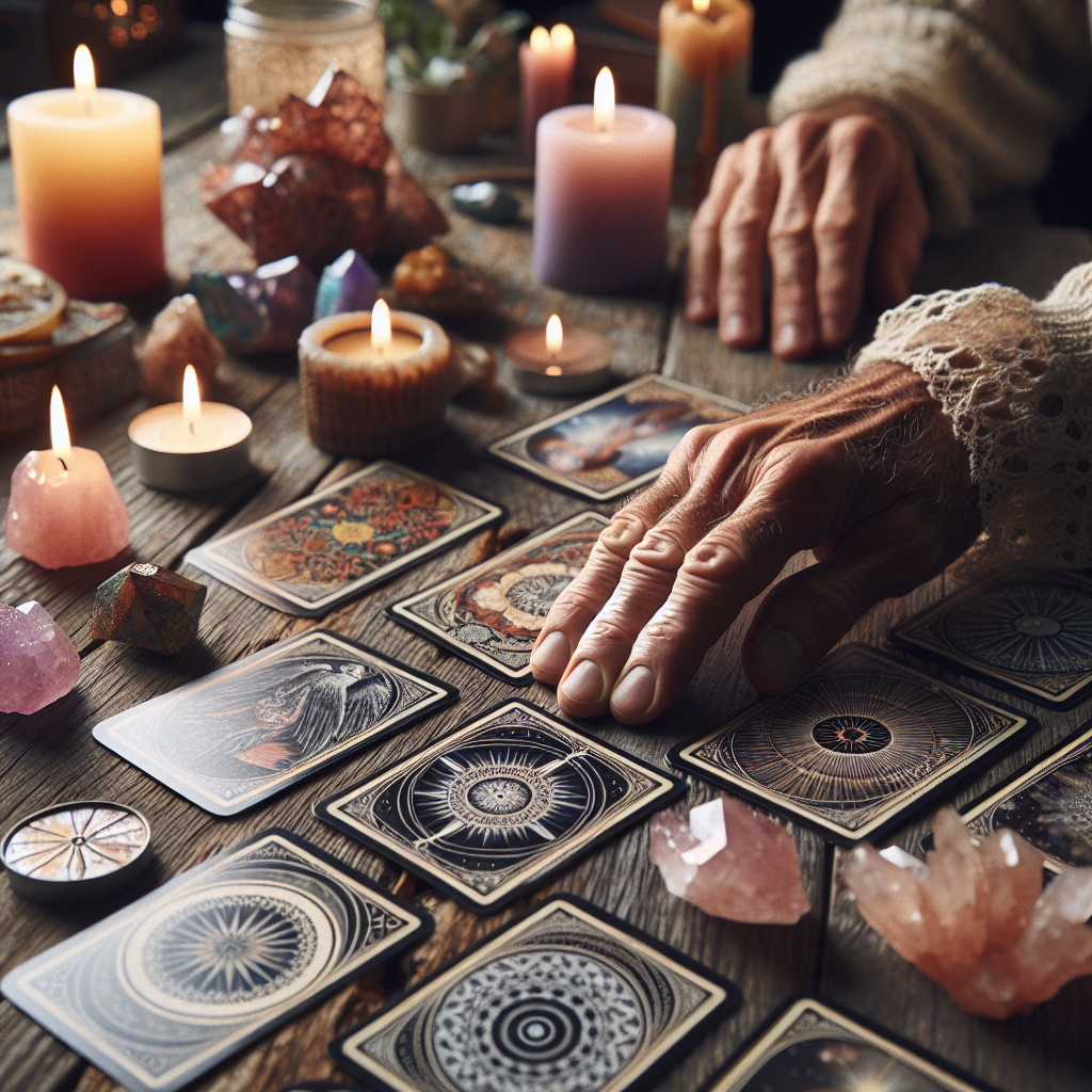 Spreading out tarot cards