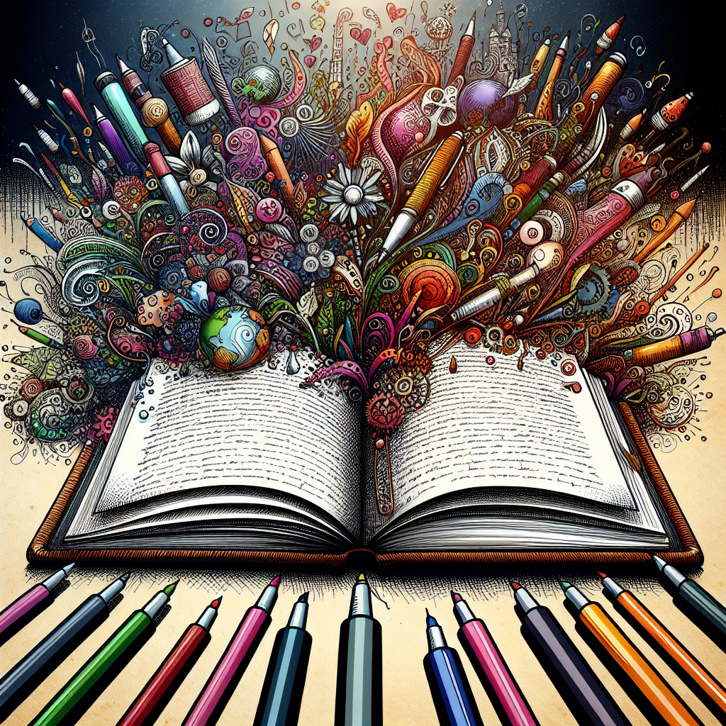 An image of an open journal with beautifully handwritten notes and sketches, surrounded by colorful pens and inspiring doodles, reflecting the vivid imagery one would use to describe their future visions.