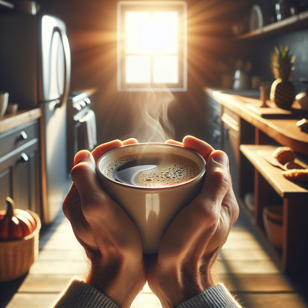 Steaming cup of coffee