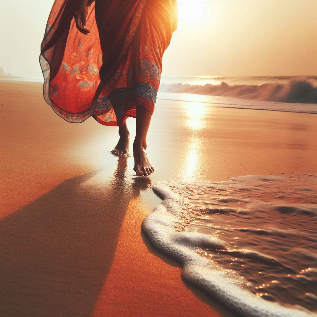 Walking on a sandy beach