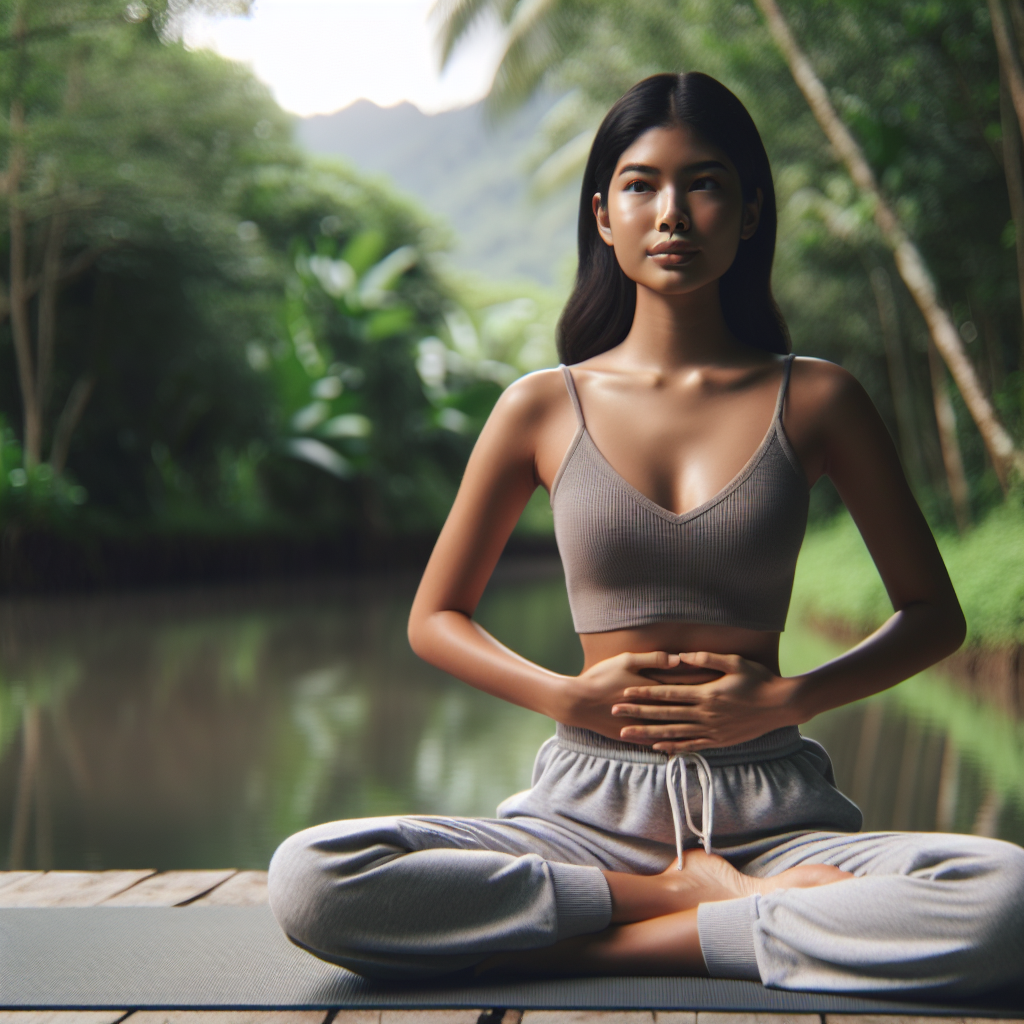 A serene image of a person practicing deep diaphragmatic breathing