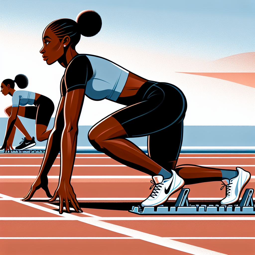 Determined young athlete at the starting line