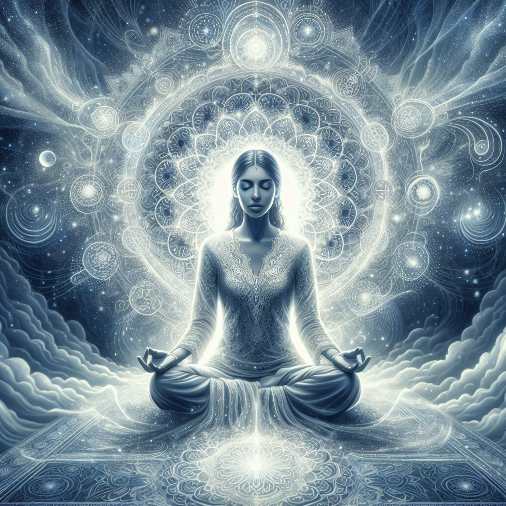 Person in deep meditation surrounded by ethereal light