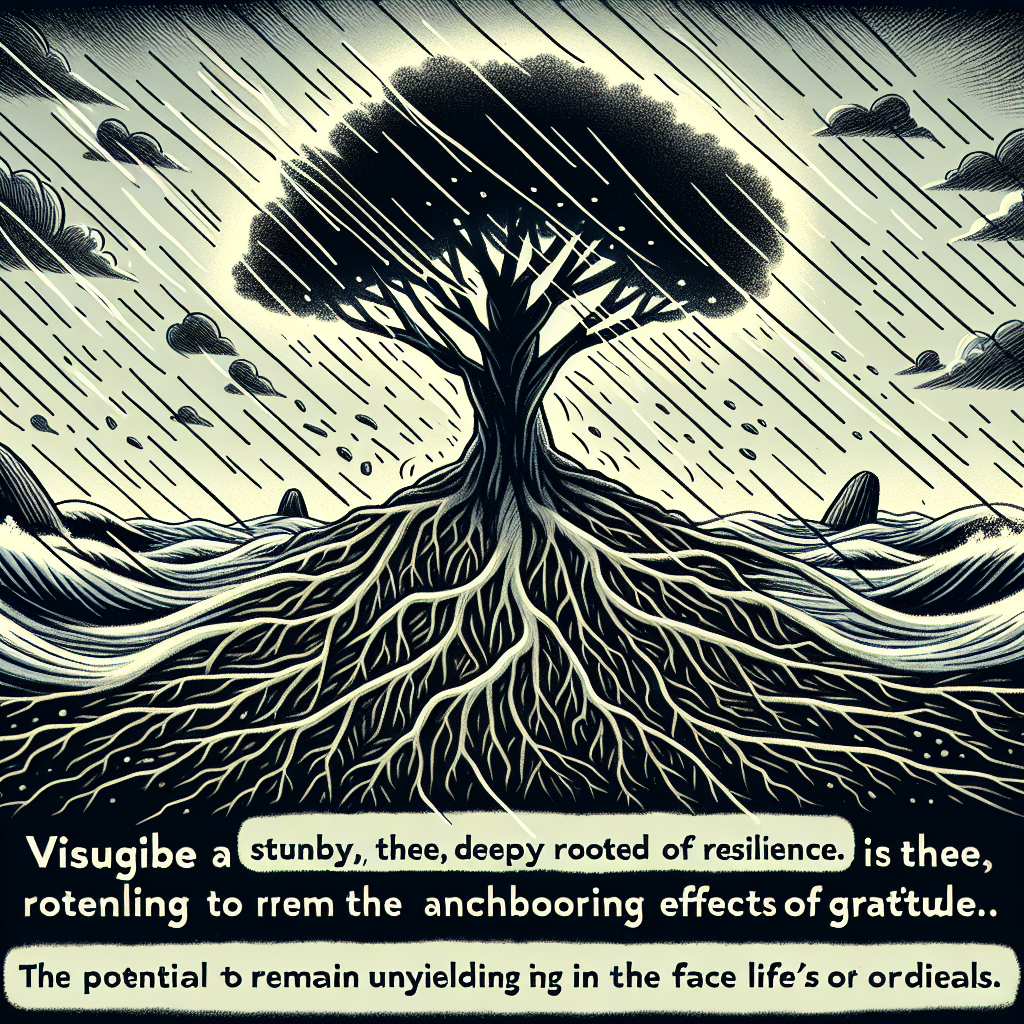 A strong tree withstanding a storm representing resilience