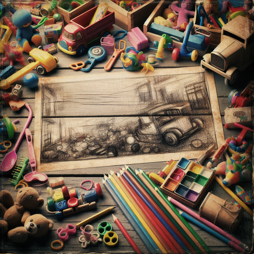 Childhood toys and drawings