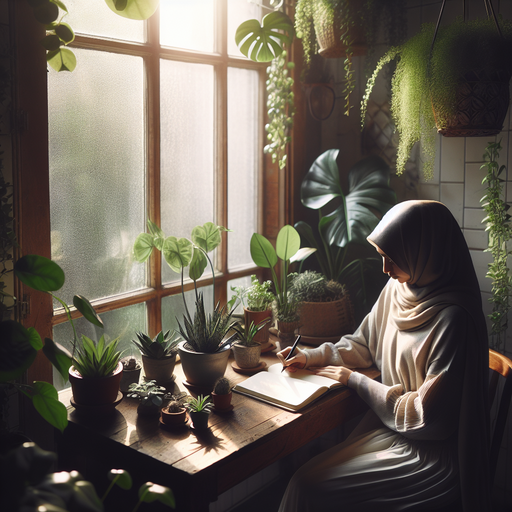 Person journaling by a window