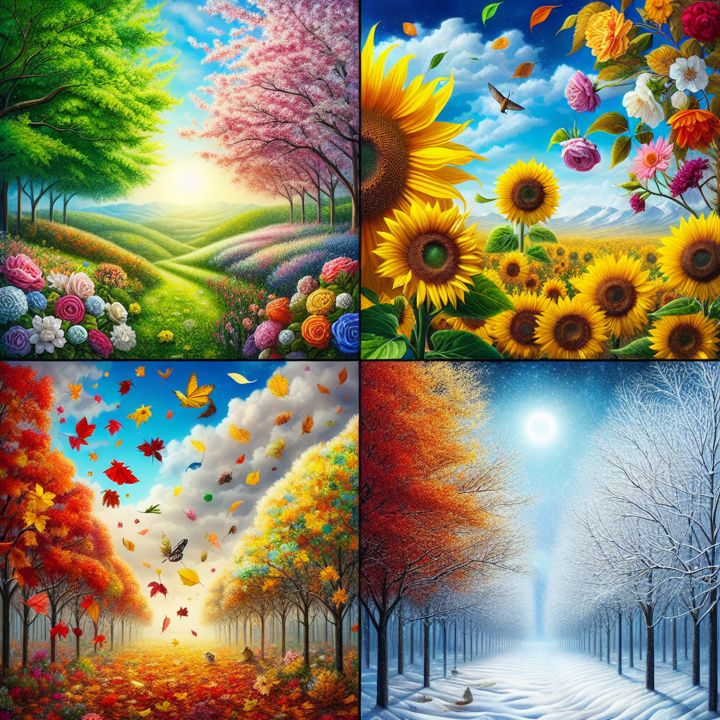 A collage of four seasons