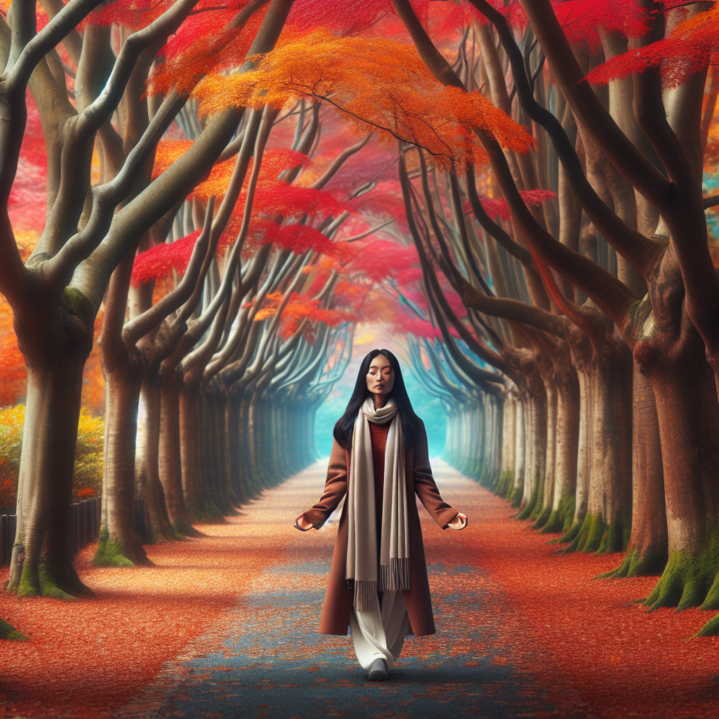 Mindful walking in a park