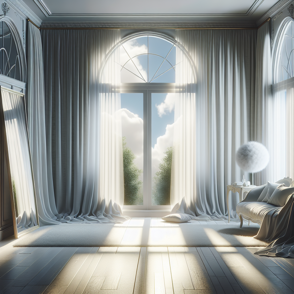 A bright and airy room featuring large windows with sheer drapes allowing an abundance of sunlight to illuminate the space.