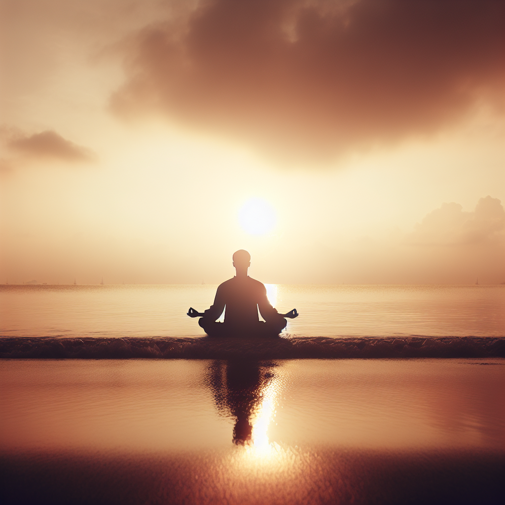 Meditating on a beach