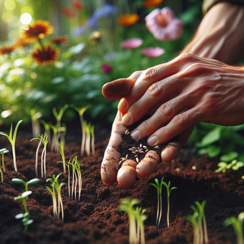 Hands planting seeds