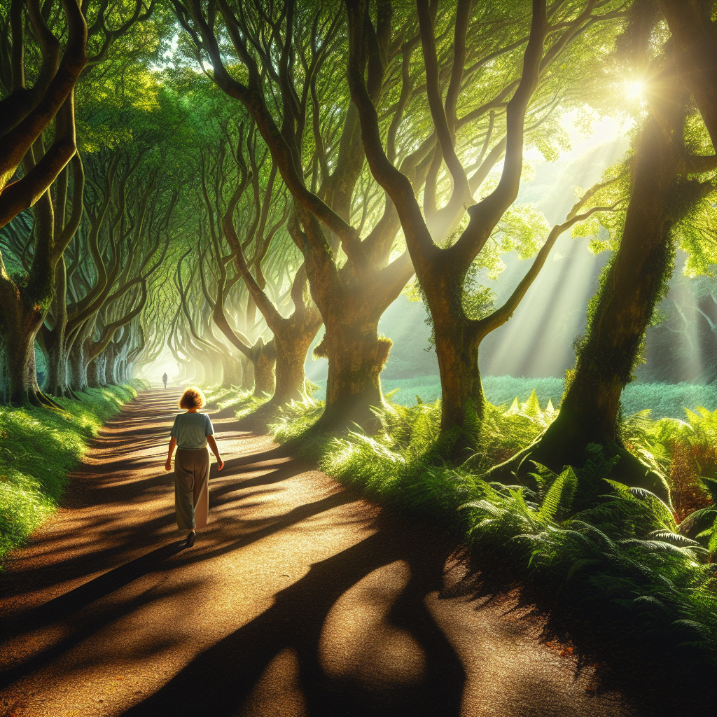 Person Walking in Forest