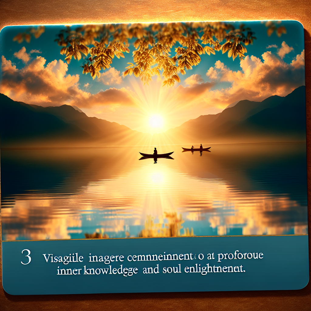 A tranquil sunrise over a calm lake, with soft golden light reflecting on the water's surface, symbolizing the beginning of a journey towards inner wisdom and spiritual growth.