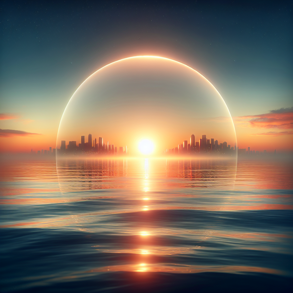 A serene sunrise over a calm ocean, symbolizing new beginnings and the journey towards discovering one's life purpose. The horizon glows with warm hues of orange and pink, reflecting peace and the promise of clarity.