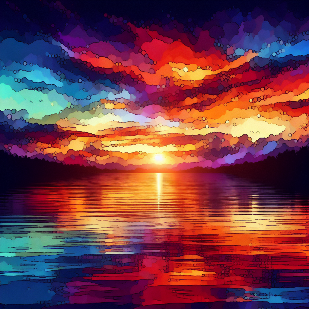 A serene sunrise over a calm lake, with vibrant colors reflecting on the water's surface, symbolizing new beginnings and the reservoir of vitality discussed in the article.